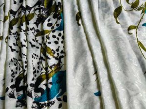 New Pure Chiffon White With Sky Blouse Piece