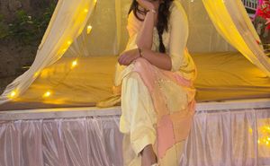 Elegant butter yellow Cream Kurta Set with Dupatta