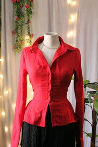 Red Tie up Fitted Shirt