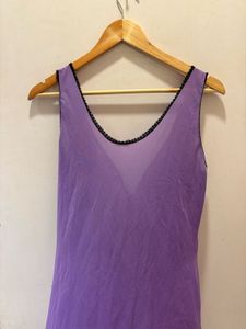 Purple Lace Trim Slip Dress