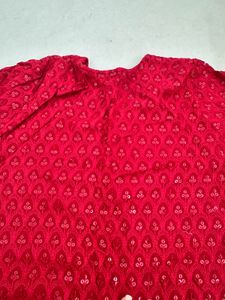 Elegant Red Chikankari Kurta