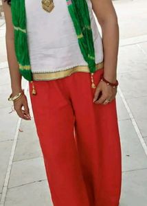Vibrant Red Wide-Leg Pants plazo