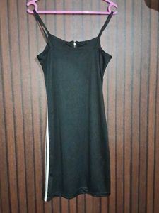 Black Mini Dress with Side Stripes