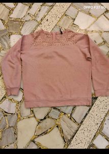 Pink Lace Trimmed Sweater