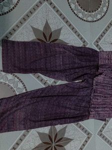 Purple Striped Salwar Kameez Set.