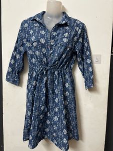 Blue Printed Shirt Dress