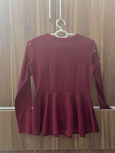Burgundy Peplum Top