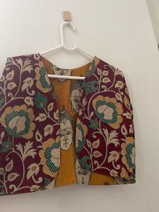 Kalamkari 2 Sided Sleeveless Ethnic Jacket