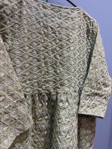 Embroidered Green Kurti