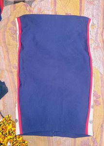 Royal Blue Side-Stripe Pencil Skirt