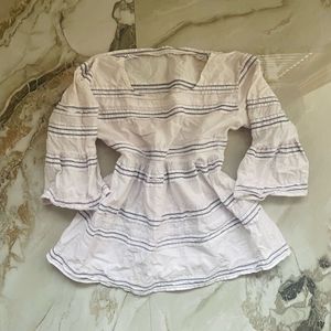 Boho White Kurta with Bell Sleeves