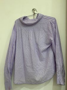 savana .Chic Lavender Textured Button-Up Shirt
