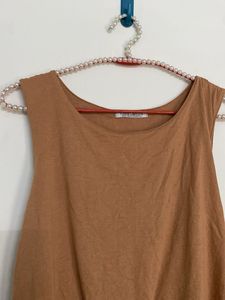 Casual Brown Sleeveless Mini Dress