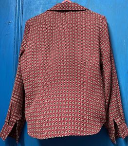 Vintage Geometric Print Button-Up Shirt