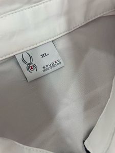 spyder Men's White &amp; Black Zip Polo Shirt