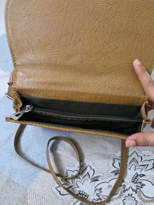 Brown Faux Leather Saddle Bag