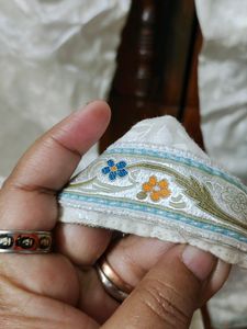 Item-KBG231/IMPORTED/PRELOVED/OFF-WHITE COLOURED/Poly Silk/Self Designed/Parallal Pant/Palazzo/ANTI-CREASE/Embroidered