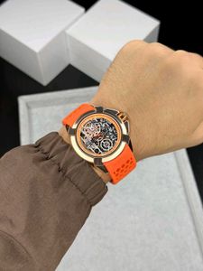 Stylish Orange Skeleton Watch