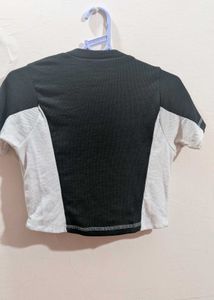 Graphic Print Cropped Zip-Up Top
