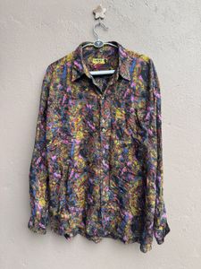 Vibrant Abstract Print Button-Up Shirt