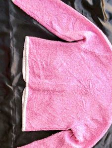 (Made In Korean) Pink Knit Tweed Cardigan