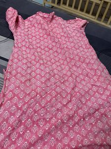 Pink Block Print Cotton Kurta