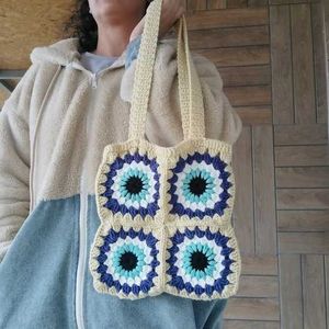 Crochet evil eye Tote Bag