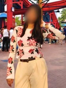 Diamond Lady Rose Mesh Top with Bell Sleeves