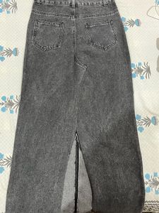 Stylish Washed Denim Maxi Skirt