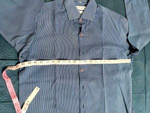 Vivaldi Blue Striped Cotton Rich Shirt