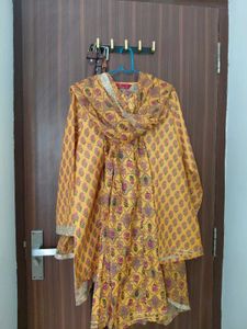 Yellow Floral Kurta Set with Dupatta