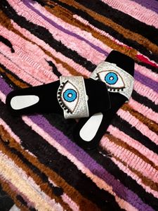 Evil Eye Embellished Slides