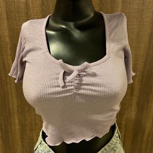 Ribbed Lavender Crop Top