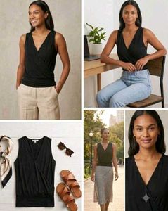 Black Sleeveless Wrap Top
