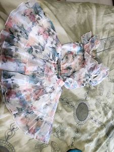 Sheer Floral Ruffle Mini Dress