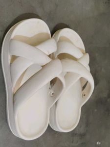 Comfy White Cross Slides