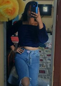 Blue Velvet Long Sleeve Top