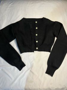 Black Cropped Cardigan