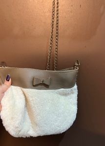 Fuzzy Bow Clutch/Sling Bag