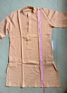Men's Peach Striped Kurta Set