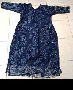 Navy Blue Sequined Kurta