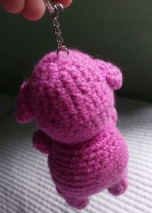 Crocheted Pink Pig Keychain