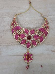 Exquisite Pink Kundan and zarkan Bridal Jewellery