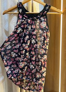 Dark Blue Floral Print Tank Top