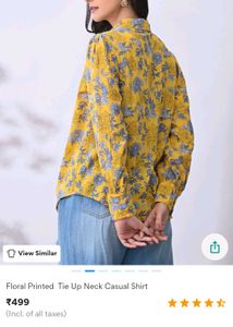 Yellow Floral Tie-Up Neck Blouse