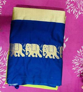 Royal Blue Saree with Elephant Motif