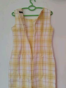 Yellow Plaid Sleeveless Dress