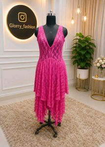Stunning Pink Lace Tiered Dress