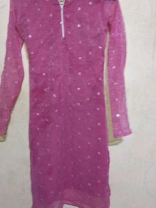 Pink Embroidered Kurta