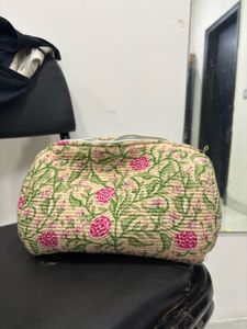 set of 2 Quilted Floral Pouch Bags